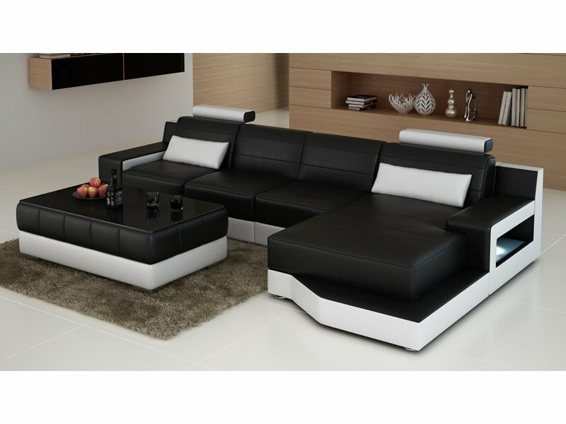 Ledersofa Ecksofa Wohnlandschaft Sofa Couch Ecke Polster L- Form