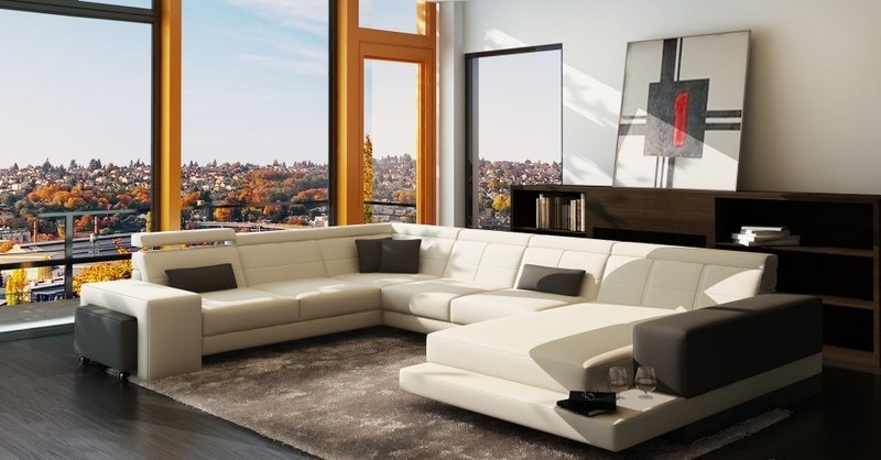 Modern Ecksofa Couch Leder Polster Design Garnitur Sofa Wohnlandschaft