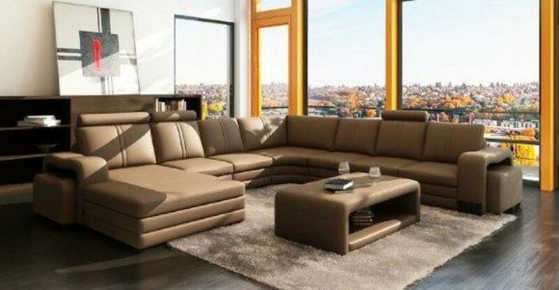 FRANCO Wohnlanschaft Sofa Ecksofa Couch Eck Garnitur Tisch Hocker