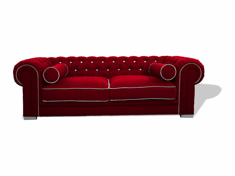 Chesterfield Sofa 3 SITZER Polster Designer Couchen Rot Sofas SL