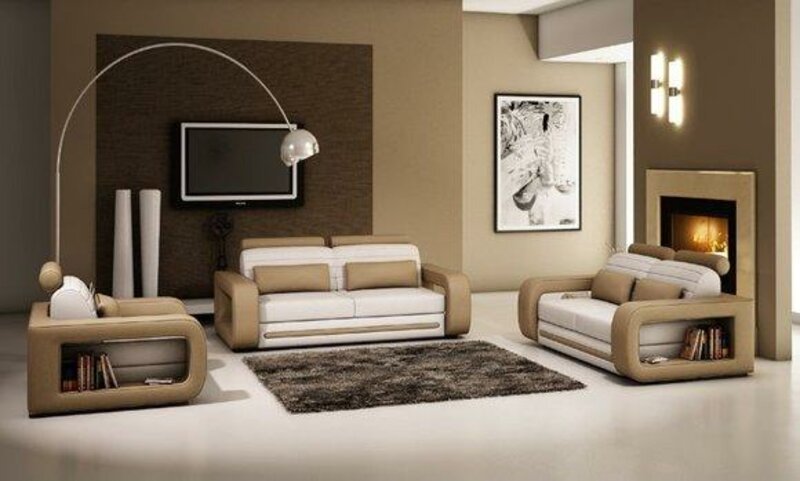 Ledersofa Sofagarnitur Davos 3+2+1 Sitzer (NB)
