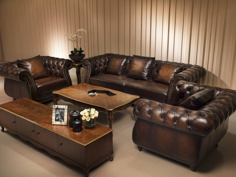 Chesterfield Ledersofa Sofagarnitur Polster Kolonial Antik Couch Sofa55