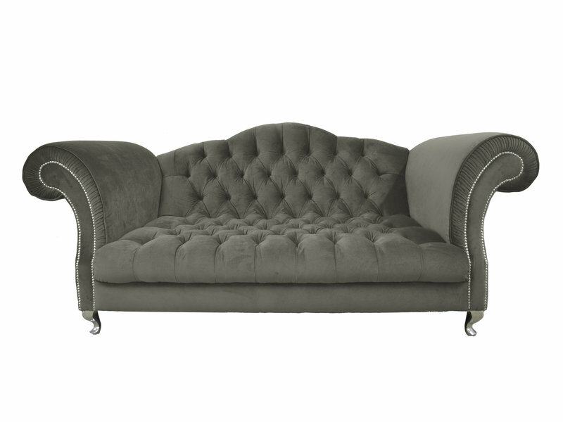 Chesterfield Sofa Polster Designer Couchen Sofas Garnitur Grau Velvet SLIII