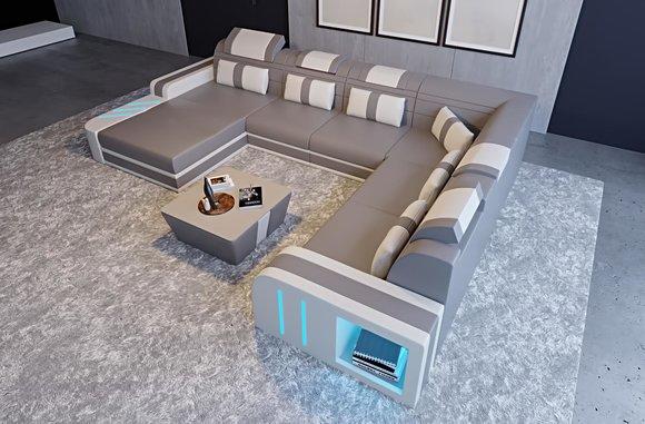 Design Sofa Couch Sitz Leder Polster Garnitur Wohnlandschaft Ecksofa A30