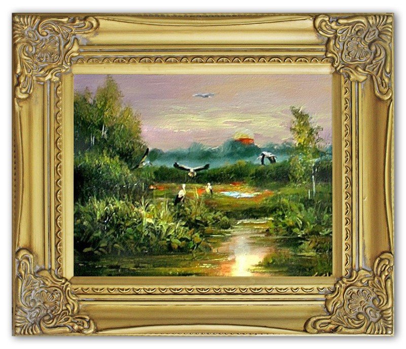 Gemälde Natur Handarbeit Ölbild Bild Ölbilder Rahmen Bilder G00565