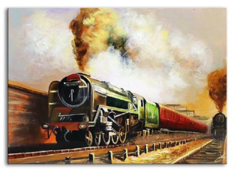 Oldtimer Eisenbahn Ölbild Bild Bilder Gemälde Ölbilder Dekorative Keilrahmen