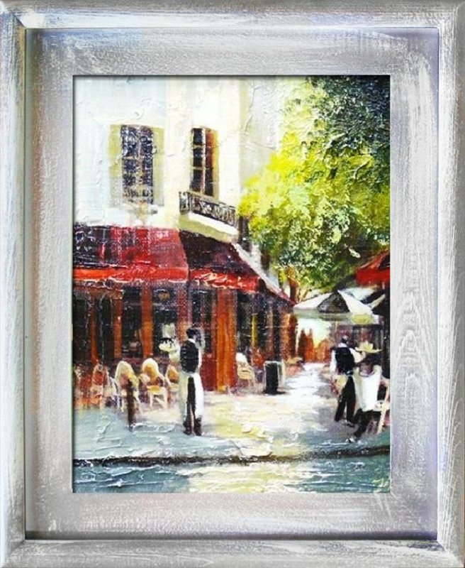 Ölbild Bild Gemälde Ölgemälde Städte Handarbeit "Restaurant" Mit