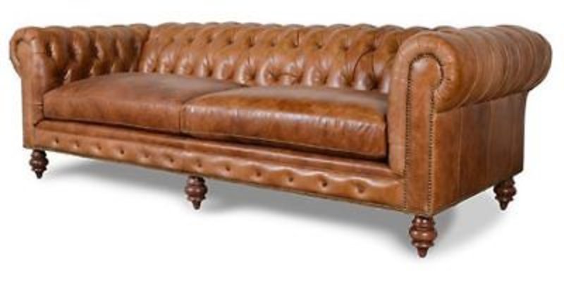 Echtes Leder Vintage Old Look Sofa Couch Polster 3 Sitzer Chesterfield