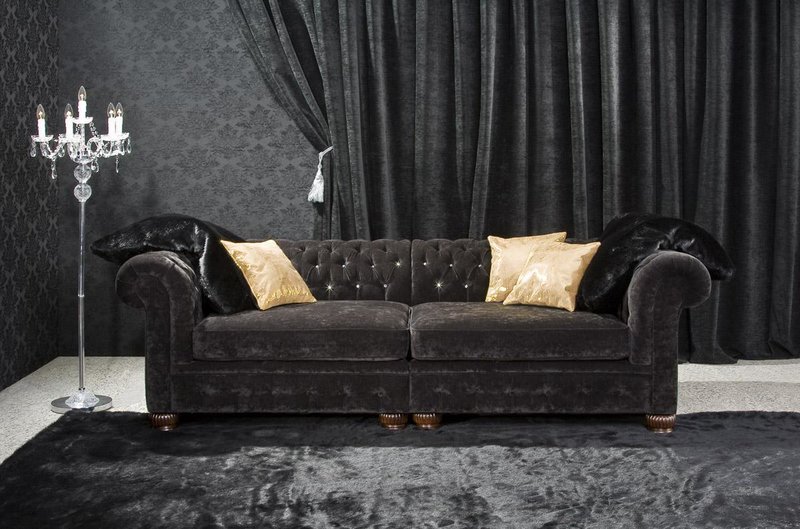 Chesterfield Couch Polster Sofas Sofa Klassische Textil Leder 3 Sitzer