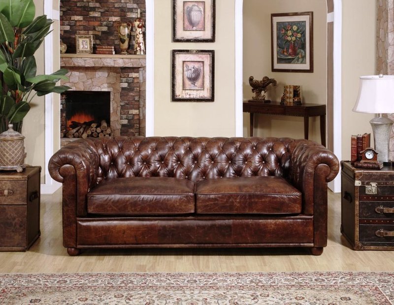 Chesterfield Couch Polster Sofas Klassischer Sitz Textil Leder 3 Sitzer