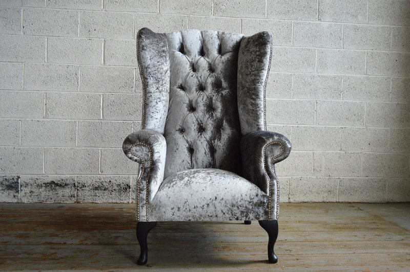 Ohrensessel Sessel Chesterfield Fernseh Design Polster Sofa Couch Textil