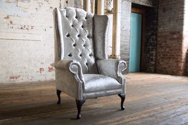 Ohrensessel Sessel Fernseh Design Polster Chesterfield Sofa Couch Textil