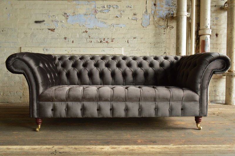Chesterfield Design Luxus Polster Sofa Couch Sitz Garnitur Leder Dekor Neu