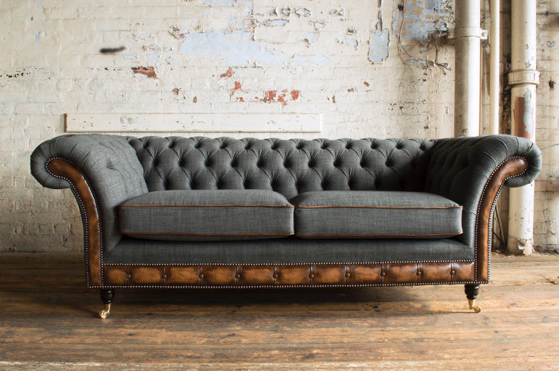 Chesterfield Leder Design Luxus Polster Sofa Couch Sitz Garnitur Textil