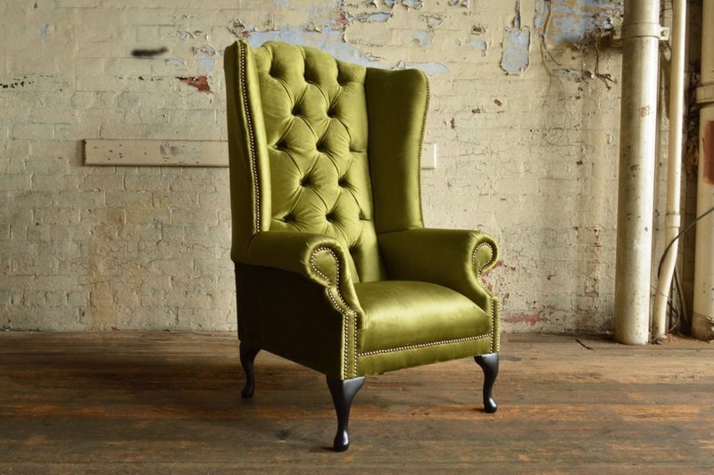 Chesterfield Ohrensessel Sessel Fernseh Design Polster Textil Sofa Couch
