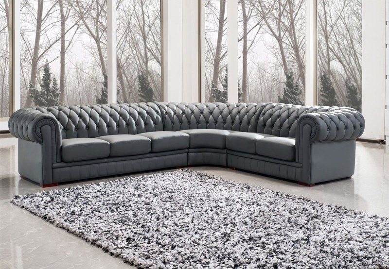 Chesterfield Ecksofa Sofa Dekor Couch Ledersofa Polster Eck Couch Garnitur