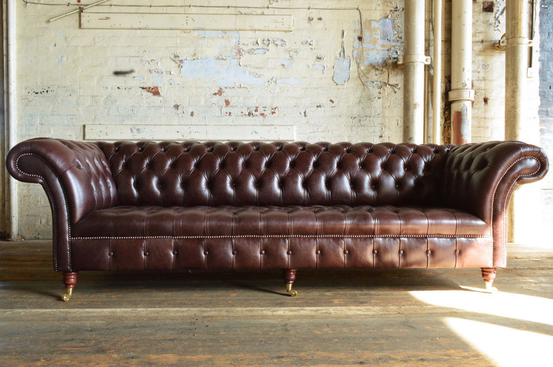 XXL Big Sofa Couch Chesterfield Sofas 245cm Polster 4 Sitzer Textil Leder