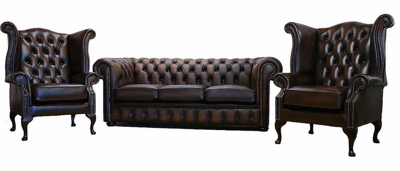 Chesterfield Sofagarnitur Leder Textil Chesterfield Komplett Set Sofa Couch 439