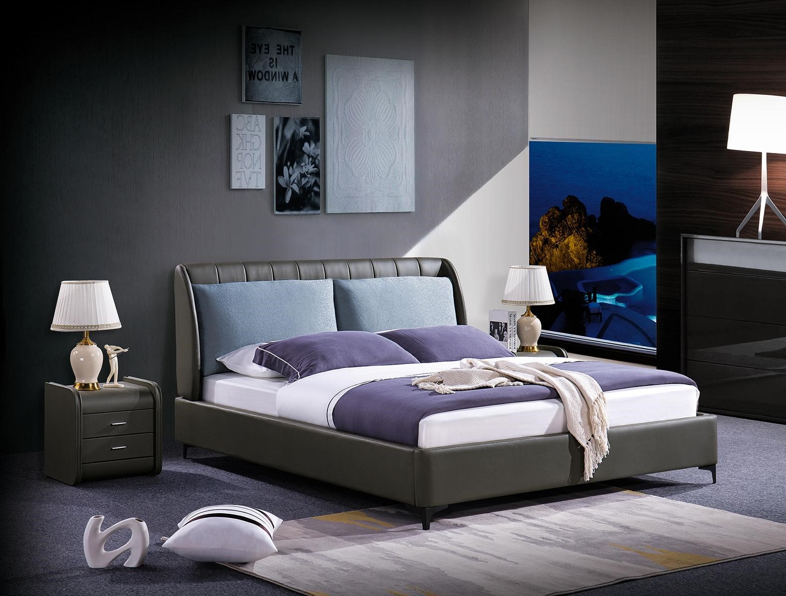 luxus schlafzimmer möbel 3tlg. komplett set bett 2x nachttische modernes  design.