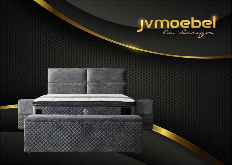 Modernes Designer Luxus Bett mit 2 Nachttischen und Sitzbank Möbel Zimmer 4-teilig
