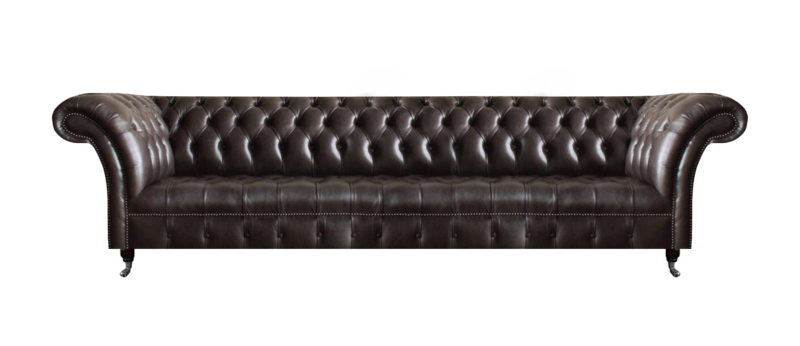 Exklusive Braune Chesterfield Ledercouch 4-Sitzer Wohnzimmer Möbel Neu