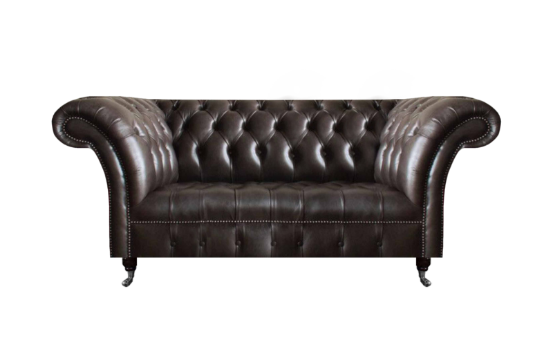 Dunkelbrauner Chesterfield Zweisitzer Wohnzimmer Moderne Ledercouchen
