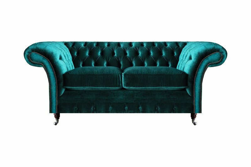 Grün Zweisitzer Sofa Couch Wohnzimmer Luxus Designer Textil Möbel