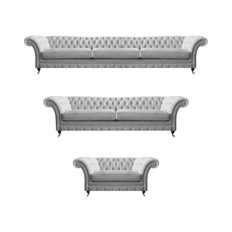 Weiße Chesterfield Couchen Designer Dreisitzer Luxus 2-Sitzer Sessel