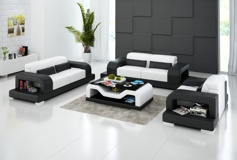 Ledersofa Couch Wohnlandschaft 3+2+1 Sitzer Garnitur Design Modern Sofa mit USB