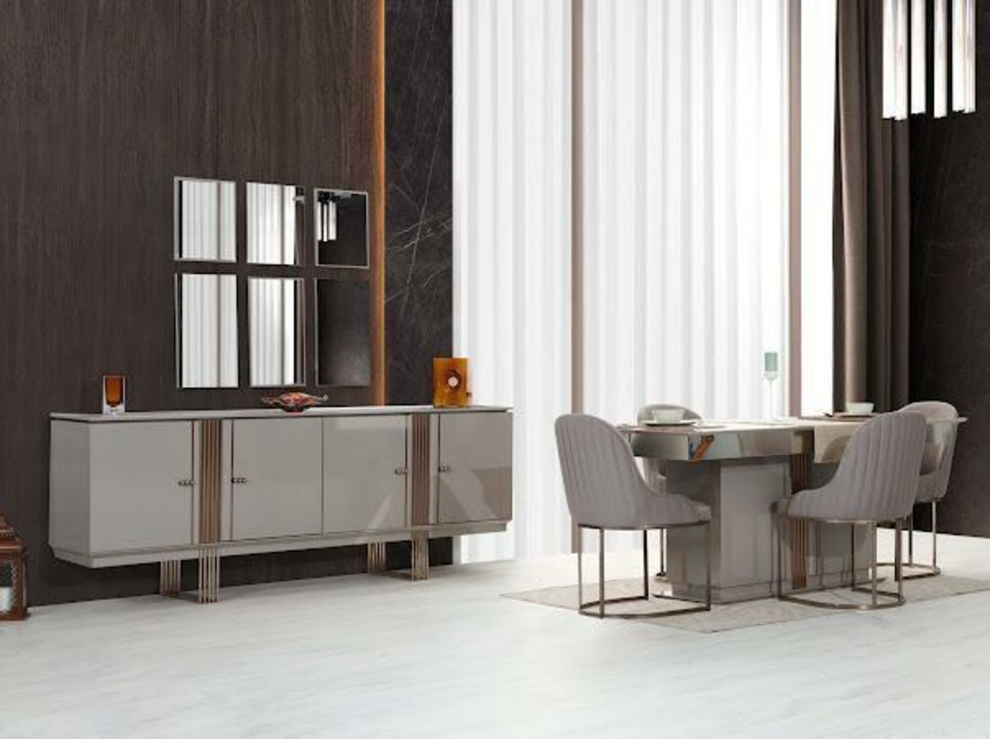 Stilvoll Esszimmer Set Besteht aus Esstisch+4x Stühle+Anrichte 6tlg.