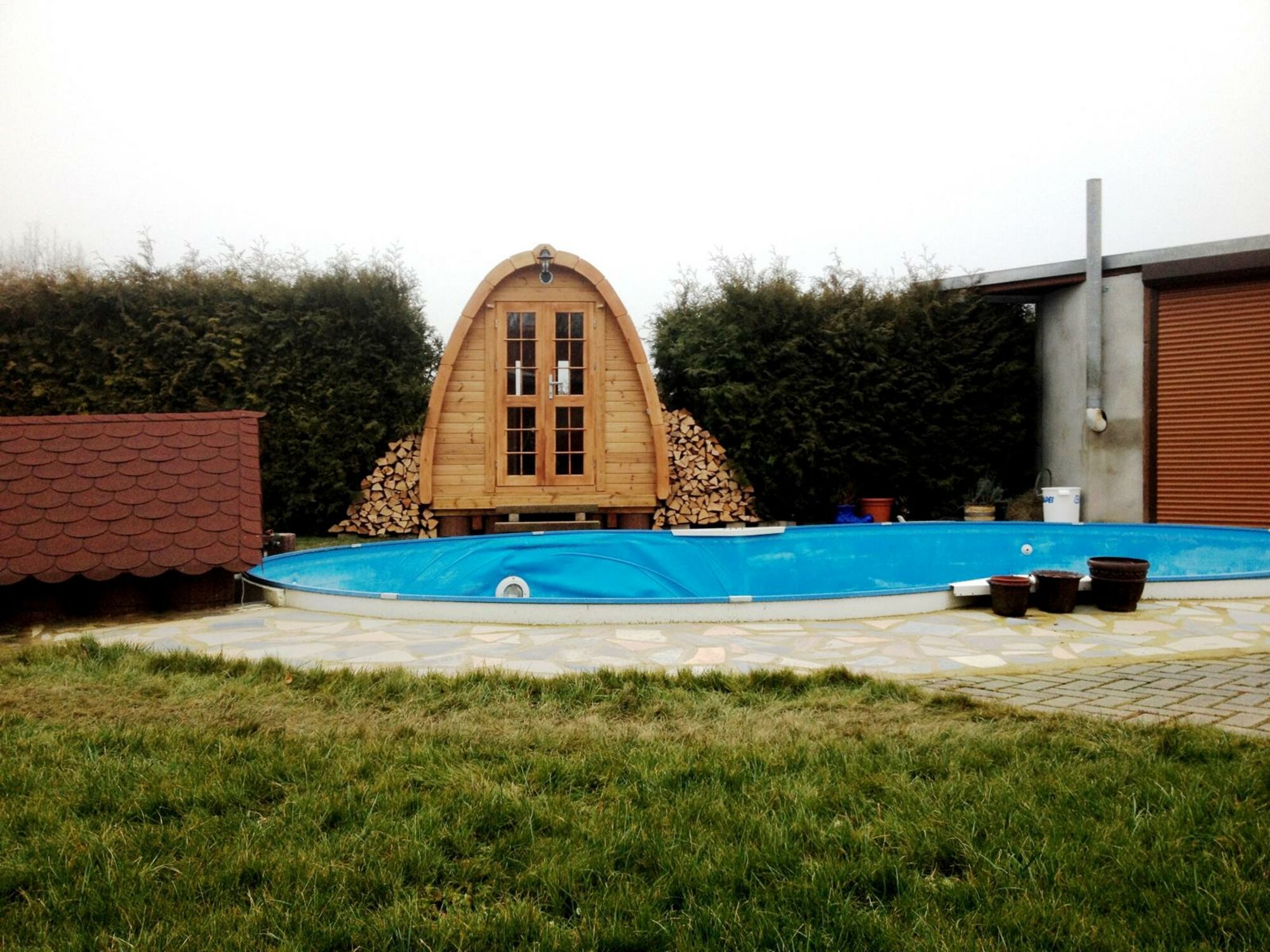 Sauna Holz Außensauna Gartensauna Saunas Finnische Ofen Saunahaus 10.40m² 4.80m