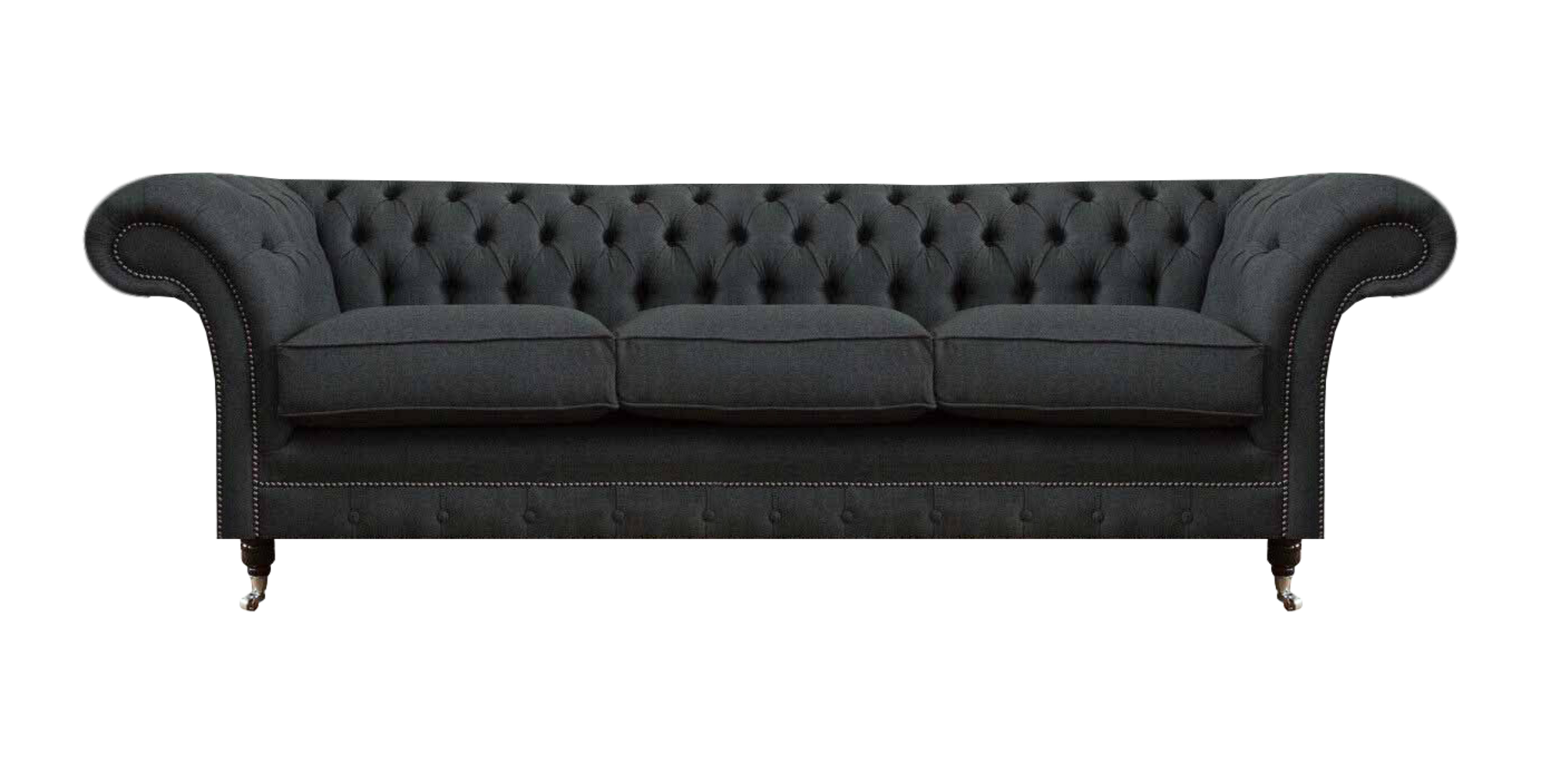 Robuste Chesterfield Graue Couch Wohnzimmer Dreisitzer Textil Möbel