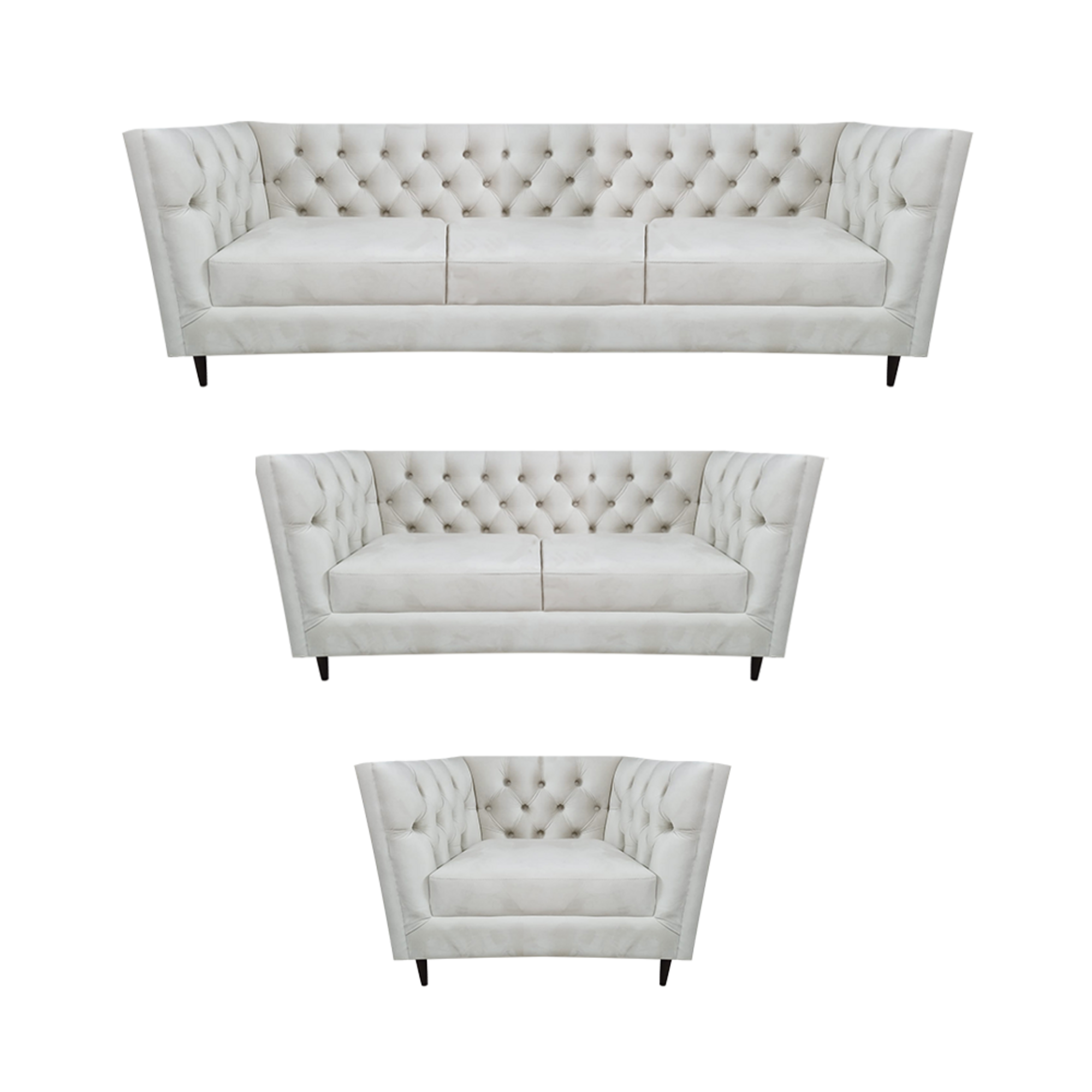 Design Komplett Weiß Möbel Wohnzimmer Set 3tlg Luxus Polstermöbel Chesterfield