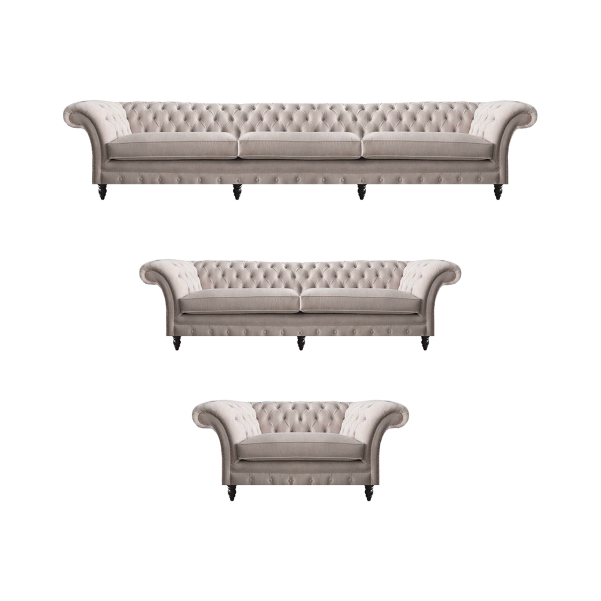 Wohnzimmer Einrichtung 2x Sofas Luxus Polstermöbel Sessel Chesterfield