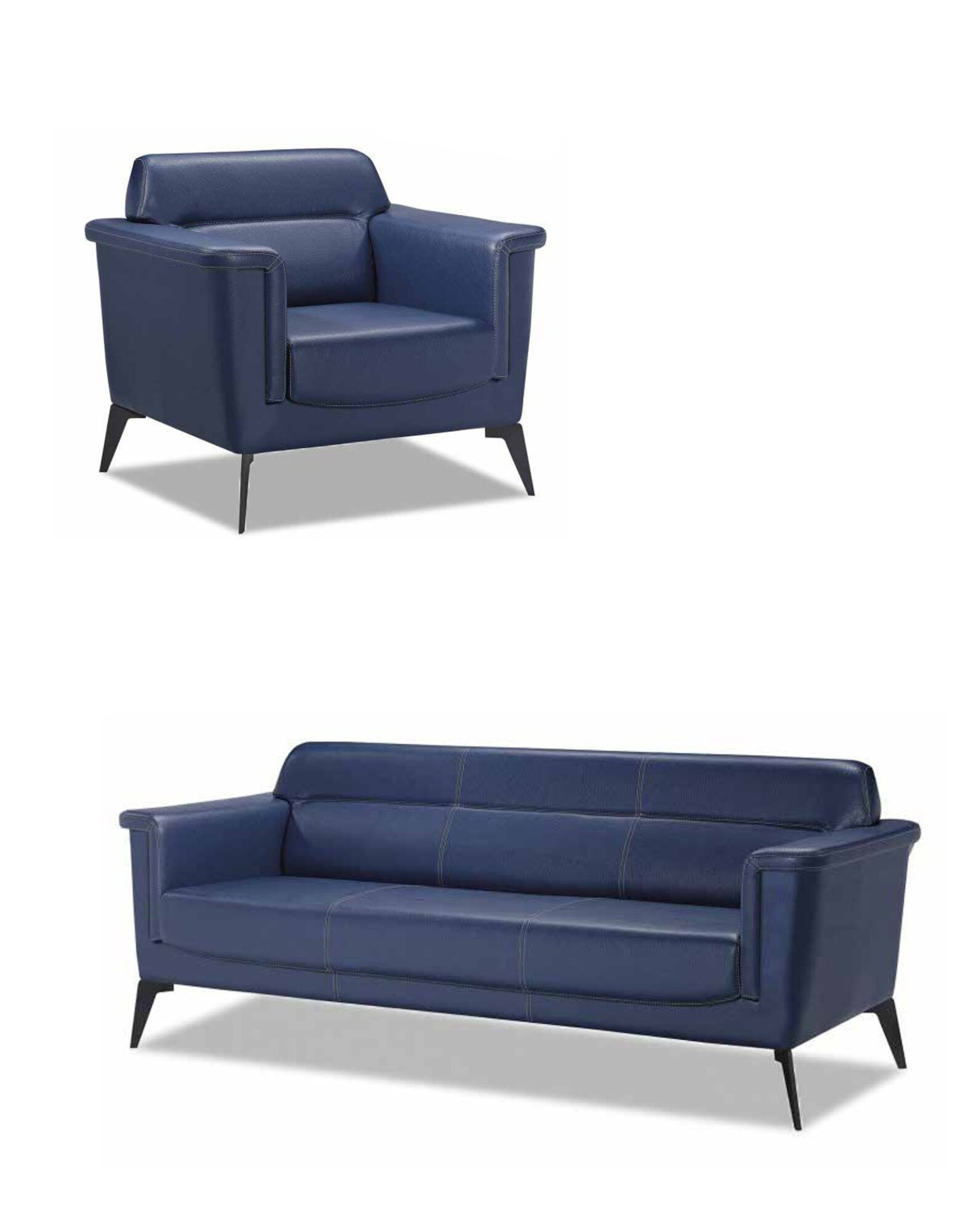 Sofagarnitur Sofa 3+1 Sitzer Sessel Moderne Möbel Blau Büro Sitzmöbel 2tlg.