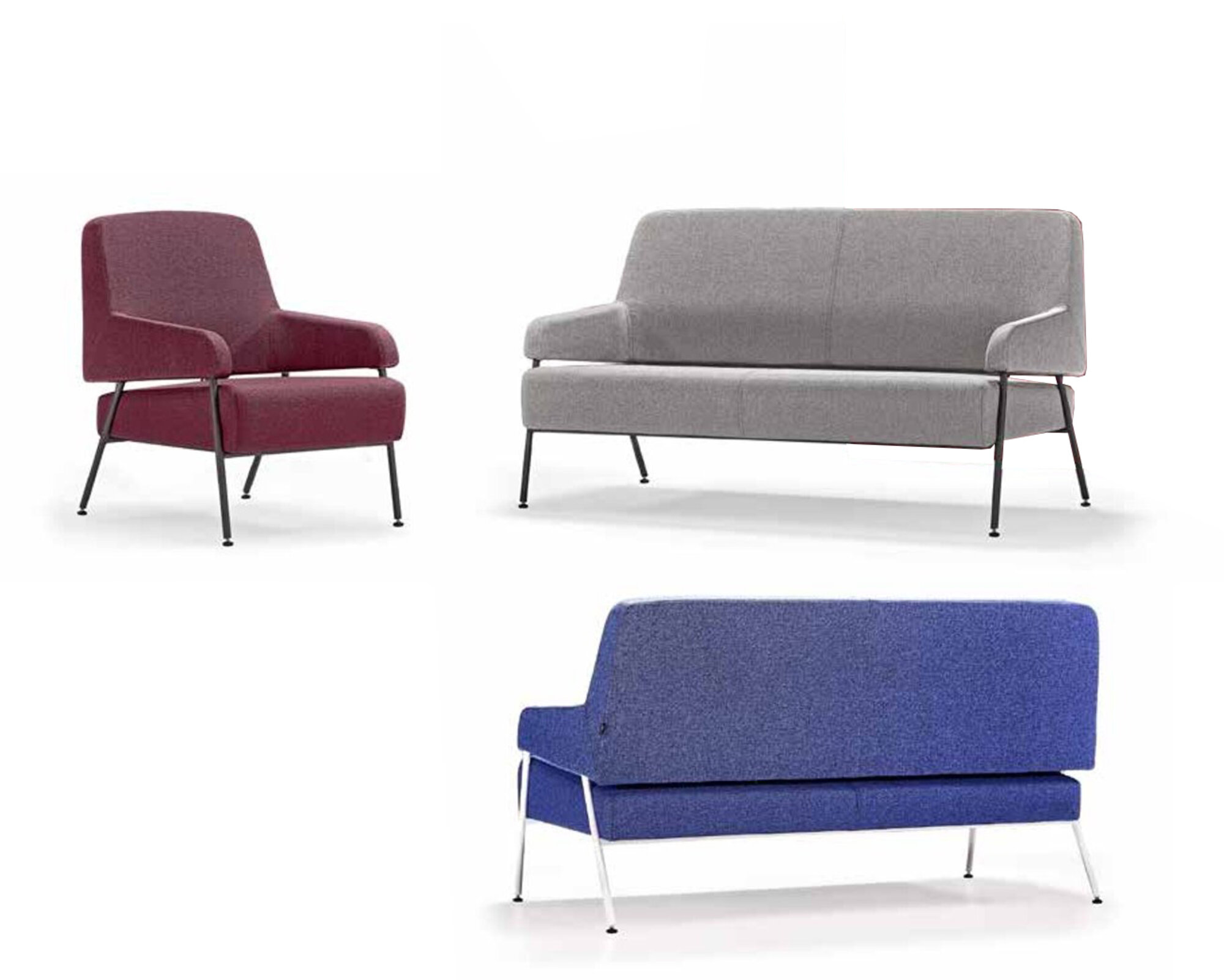 Ledersofas mit Sessel 2+2+1 Set modernes Design Polstersofa mehrfarbig