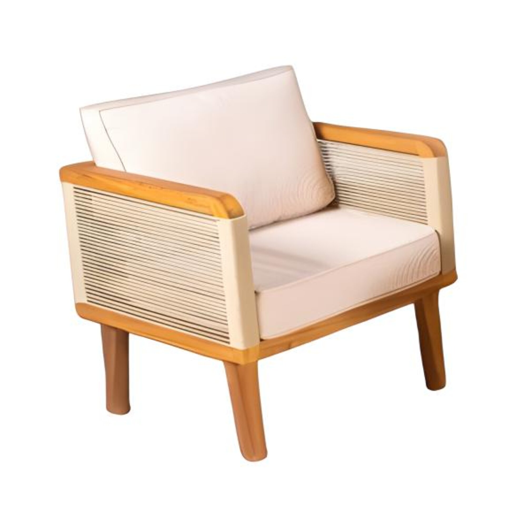Sessel Gartensessel Gartenstuhl mit Polstern Kissen Wasserresistent Beige