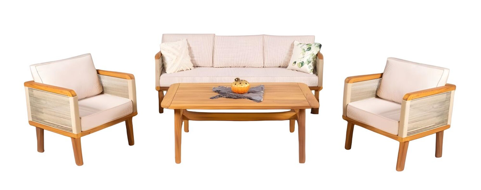 Lounge Möbel Gartenmöbel Set Sitzgruppe Sofa Couchtisch Sessel Beige