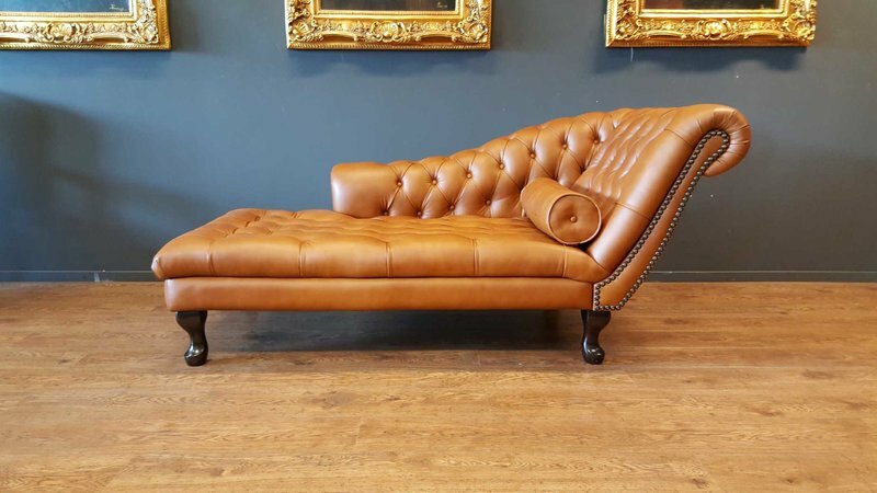 Chesterfield Chaiselongues Liege Ottomane Sofa Echtes Leder Relax