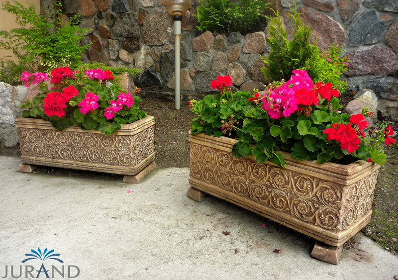 Massiver Pflanzgefäß Garten Blumenkasten Pflanztrog Blumentopf aus Steinguss