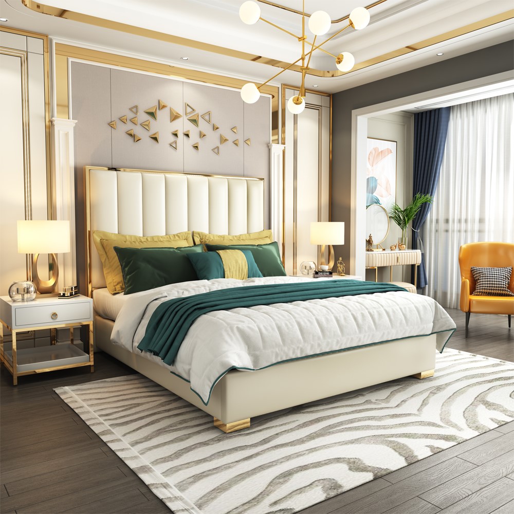 Luxus Schlafzimmer Möbel Bett 2x Nachttisch Set Betten Hotel Möbel 3tlg.