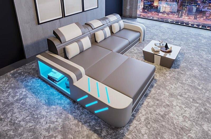 Design Sofa Couch Sitz Leder Polster Modern Garnitur Wohnlandschaft Ecksofa