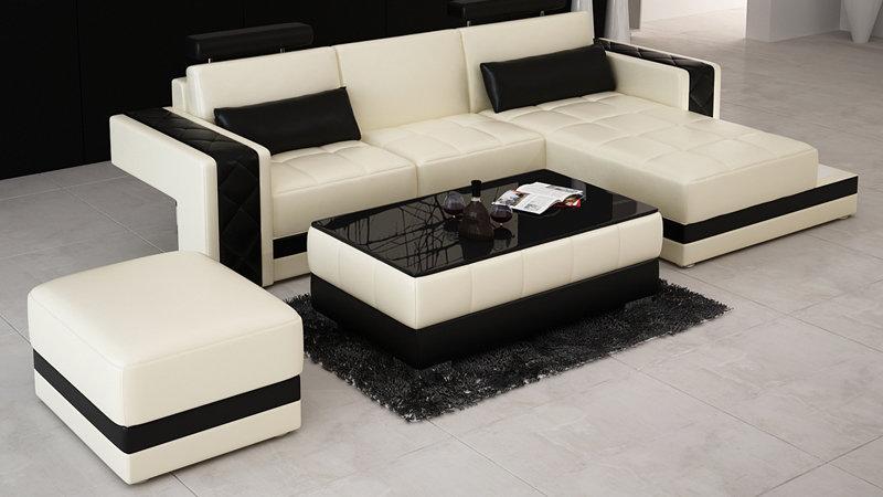 Ledersofa Couch Wohnlandschaft Ecksofa Eck Dekor Garnitur Design Modern