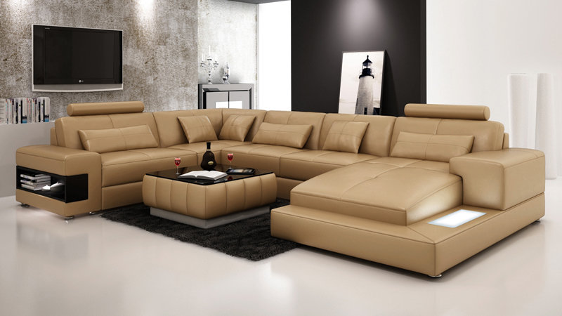 Ledersofa Couch Wohnlandschaft Modern Ecksofa Eck Dekor Garnitur Design