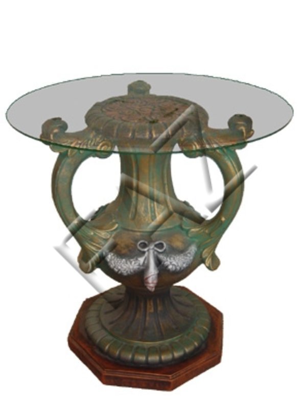 Tisch Krug Glastische Tische Rund Tisch Statue Skulptur Dekoration Statuen