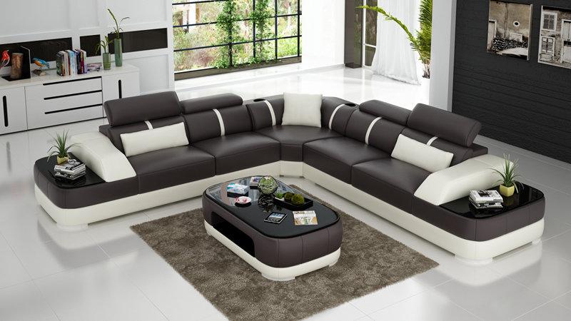 Ledersofa Polster Sitz Eck Sofa Dekor Garnitur Wohnlandschaft Wohnzimmer