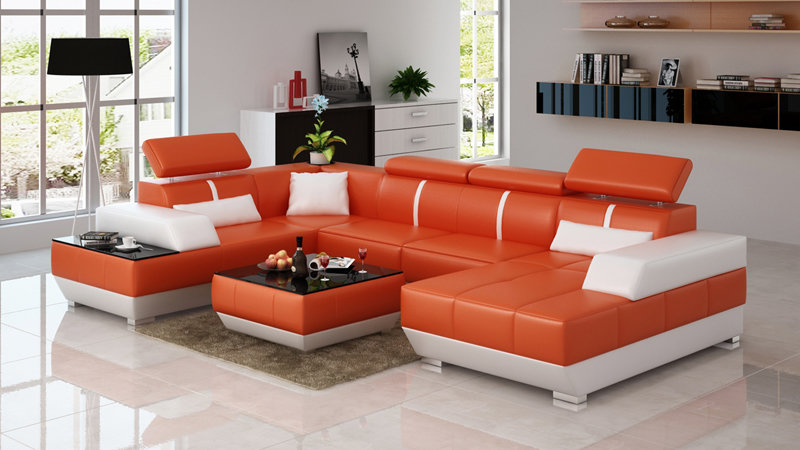 Modern Ledersofa Sofa Couch Wohnlandschaft Design Ecksofa Garnitur Dekor