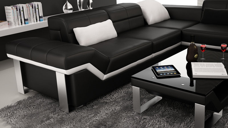 Ledersofa Sofa Couch Wohnlandschaft Ecksofa Garnitur Design Modern