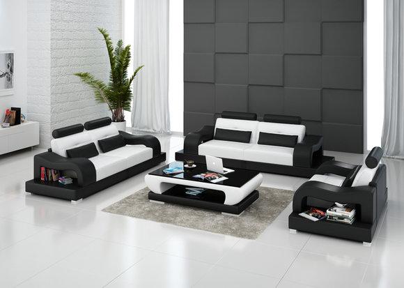 Ledersofa Couch Sofagarnitur Wohnlandschaft 3+2+1 Sitzer Garnitur Design Modern G8005D