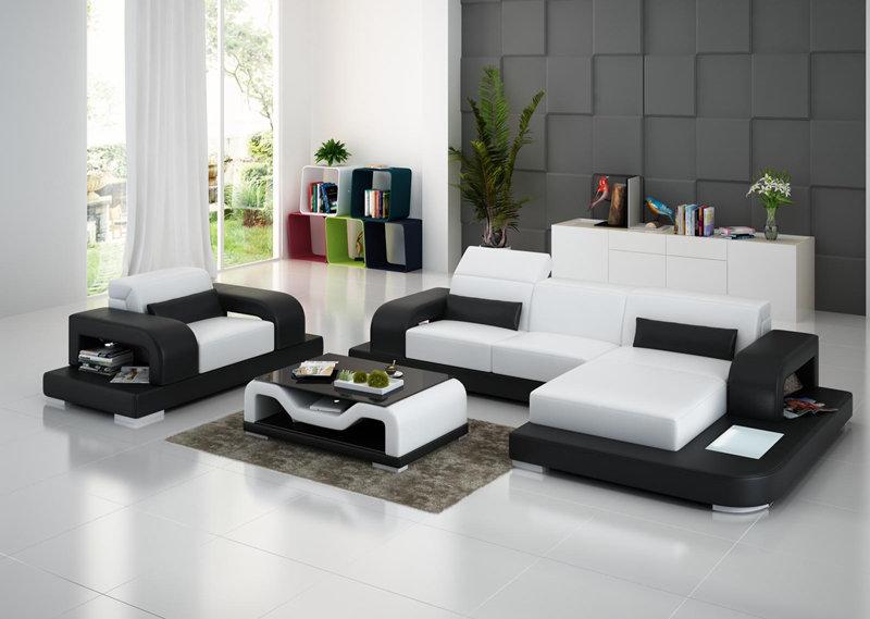 Ledersofa Wohnlandschaft Ecksofa L-Form Sessel Set Garnitur Modern Sofa